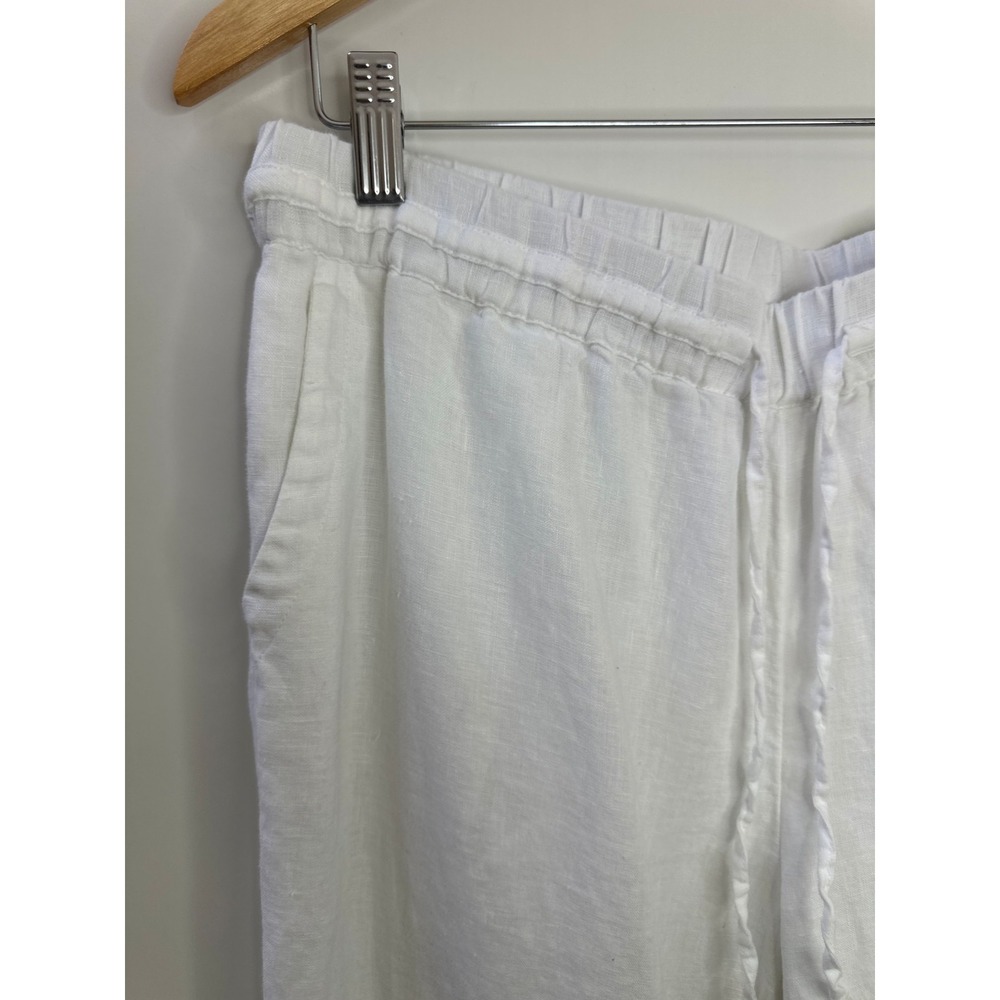 Charter Club Luxury 100% Linen Crop Ankle Pants White Drawstring Lined Pockets M - Picture 4 of 13